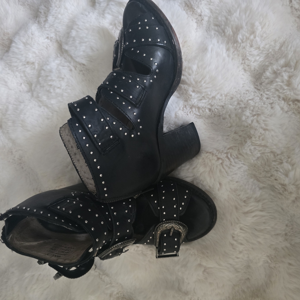 Freebird Studded Black Ankle Boots